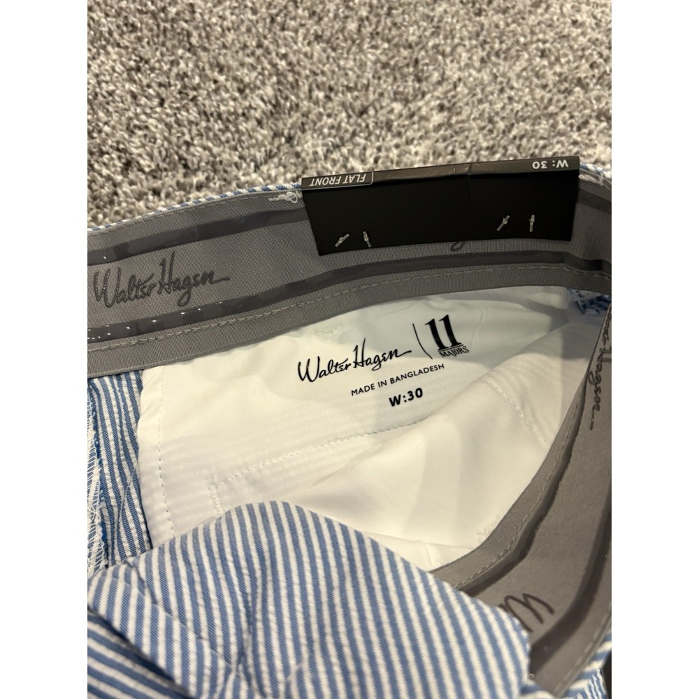 Walter Hagen Golf‎ Shorts Mens 30 Perfect 11 Blue Flat Front Striped 11" Inseam - Picture 4 of 8
